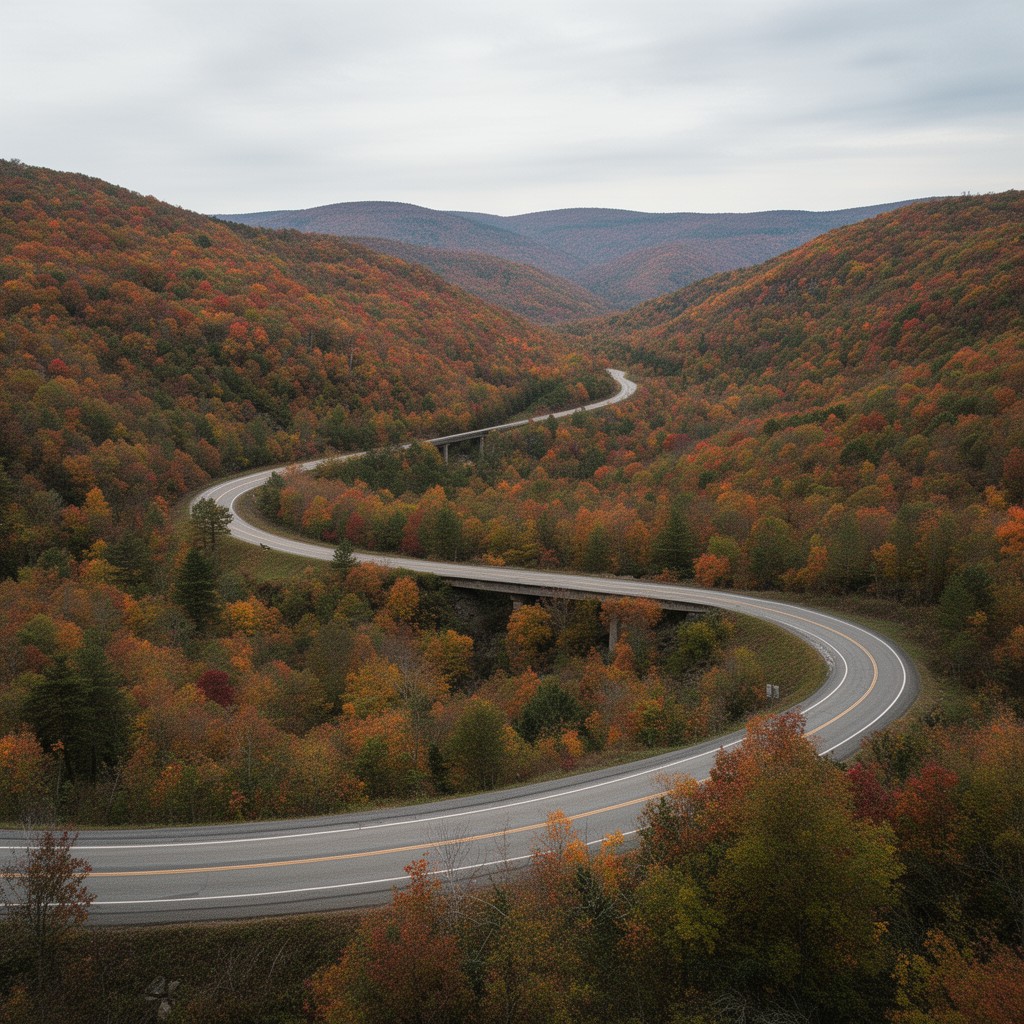 AI-generated illustration of Mohawk Trail (in western Massachusetts)
