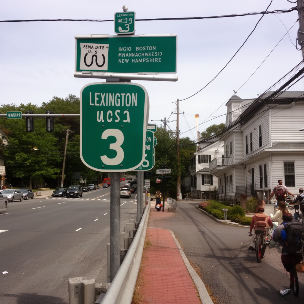 AI-generated illustration of U.S. Route 3 in Lexington, Massachusetts