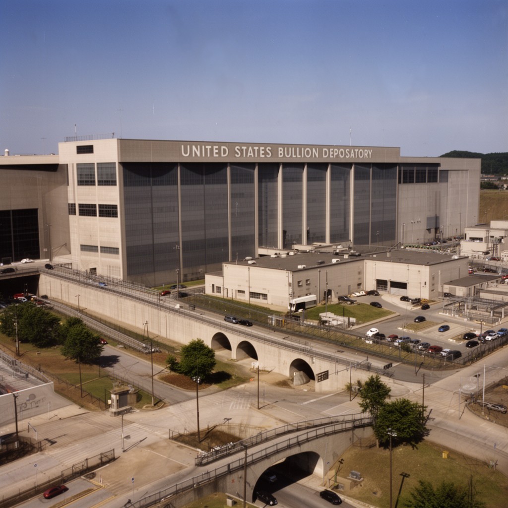AI-generated illustration of United States Bullion Depository at Fort Knox
