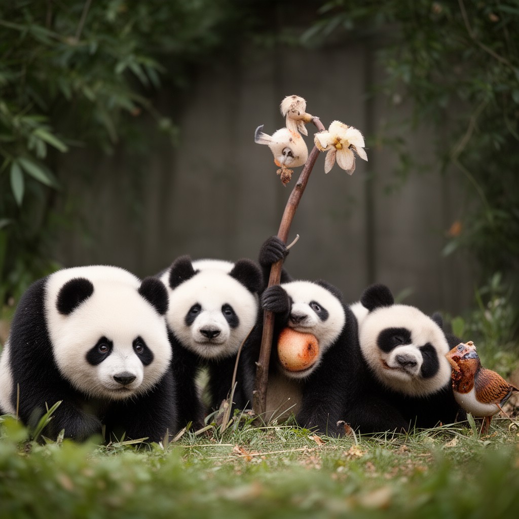AI-generated illustration of pandas