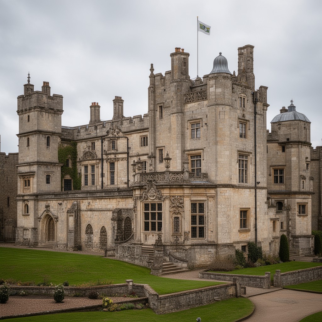 AI-generated illustration of Kimbolton Castle (alterations)