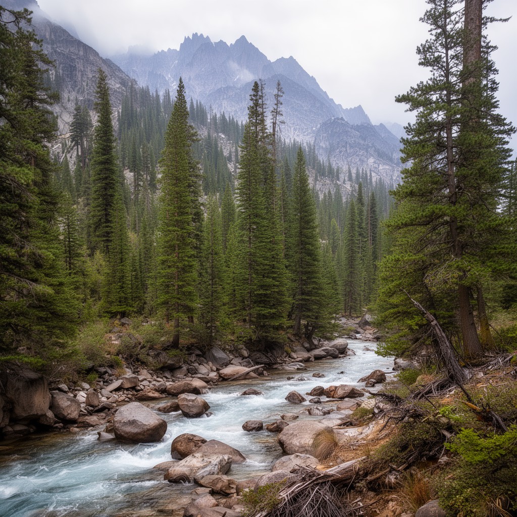 AI-generated illustration of Sierra National Forest