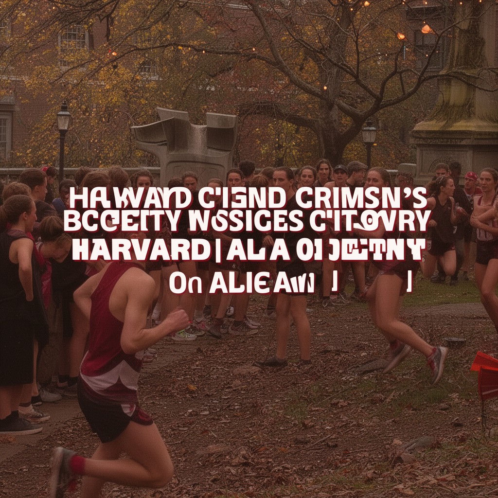 AI-generated illustration of Harvard Crimson women’s cross country
