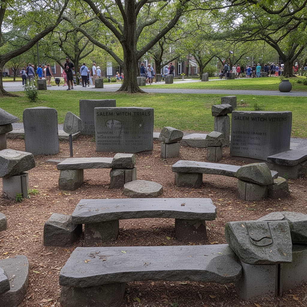 AI-generated illustration of Salem Witch Trials Memorial in Salem, Massachusetts