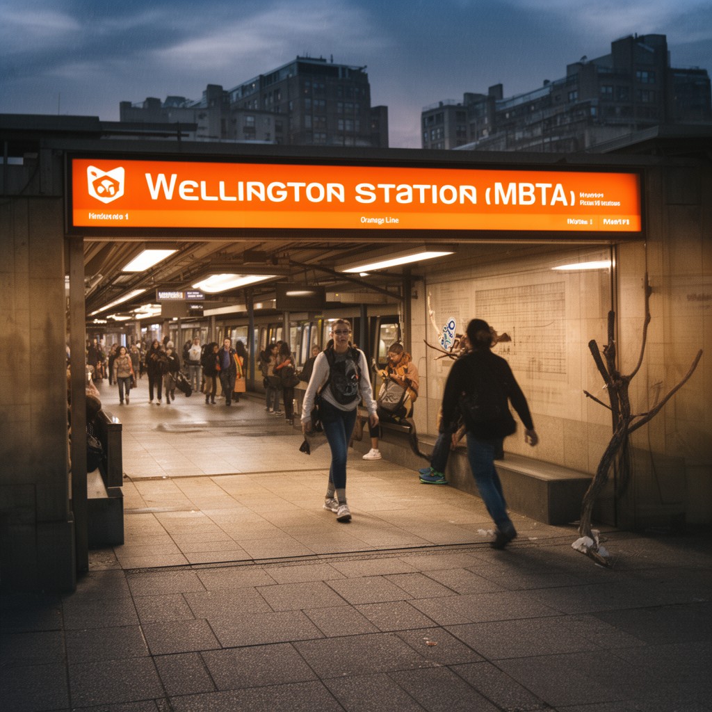 AI-generated illustration of Wellington Station (MBTA)