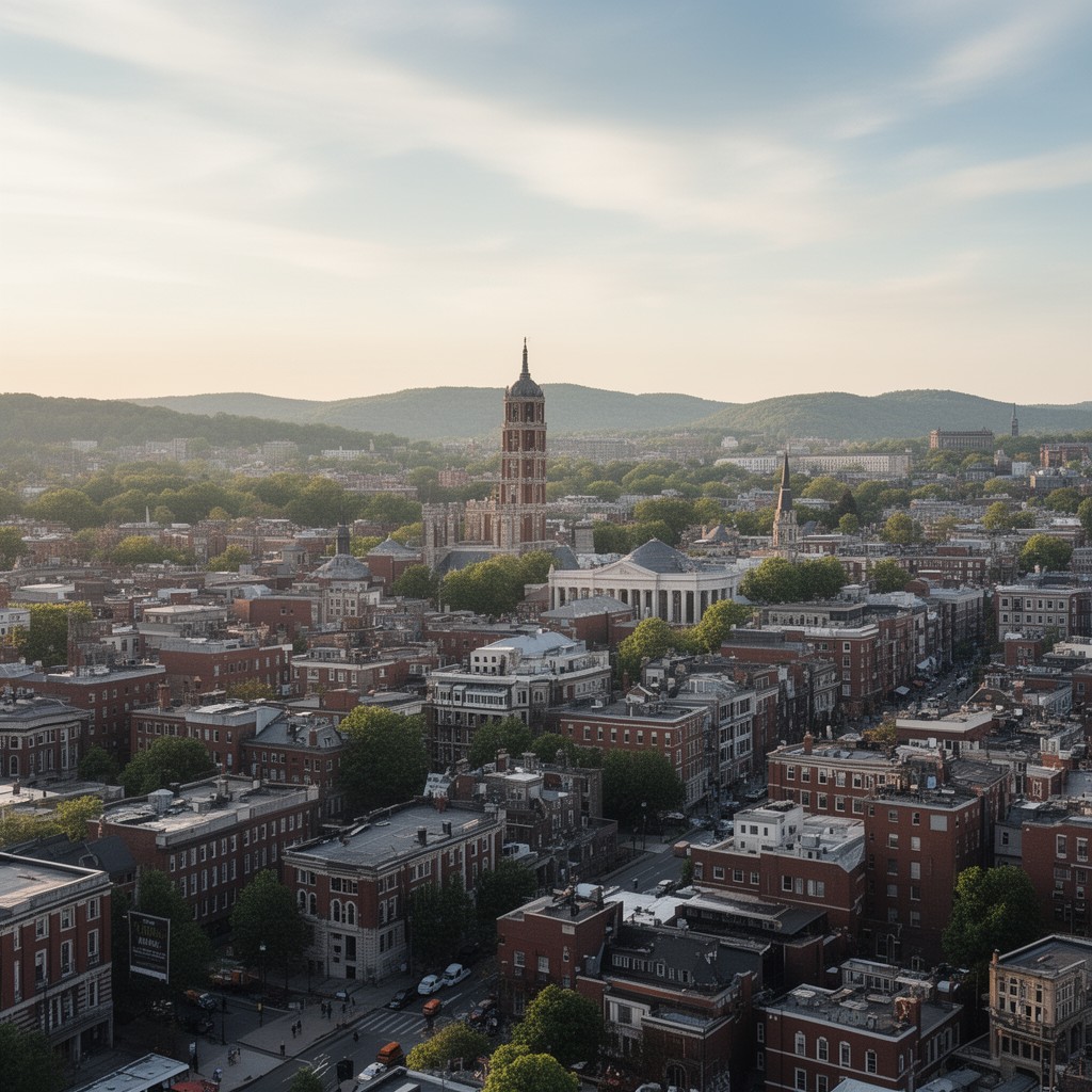 AI-generated illustration of Waltham, Massachusetts
