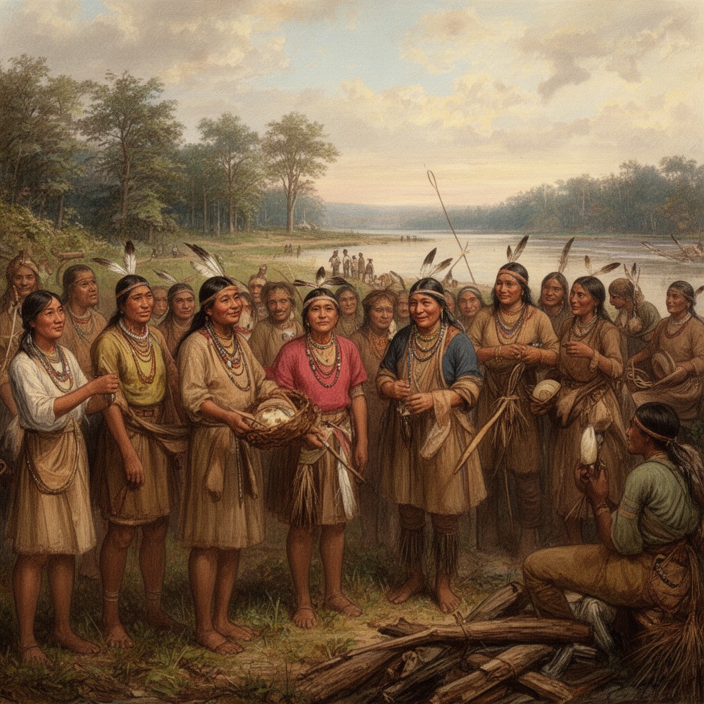 AI-generated illustration of Wampanoag people