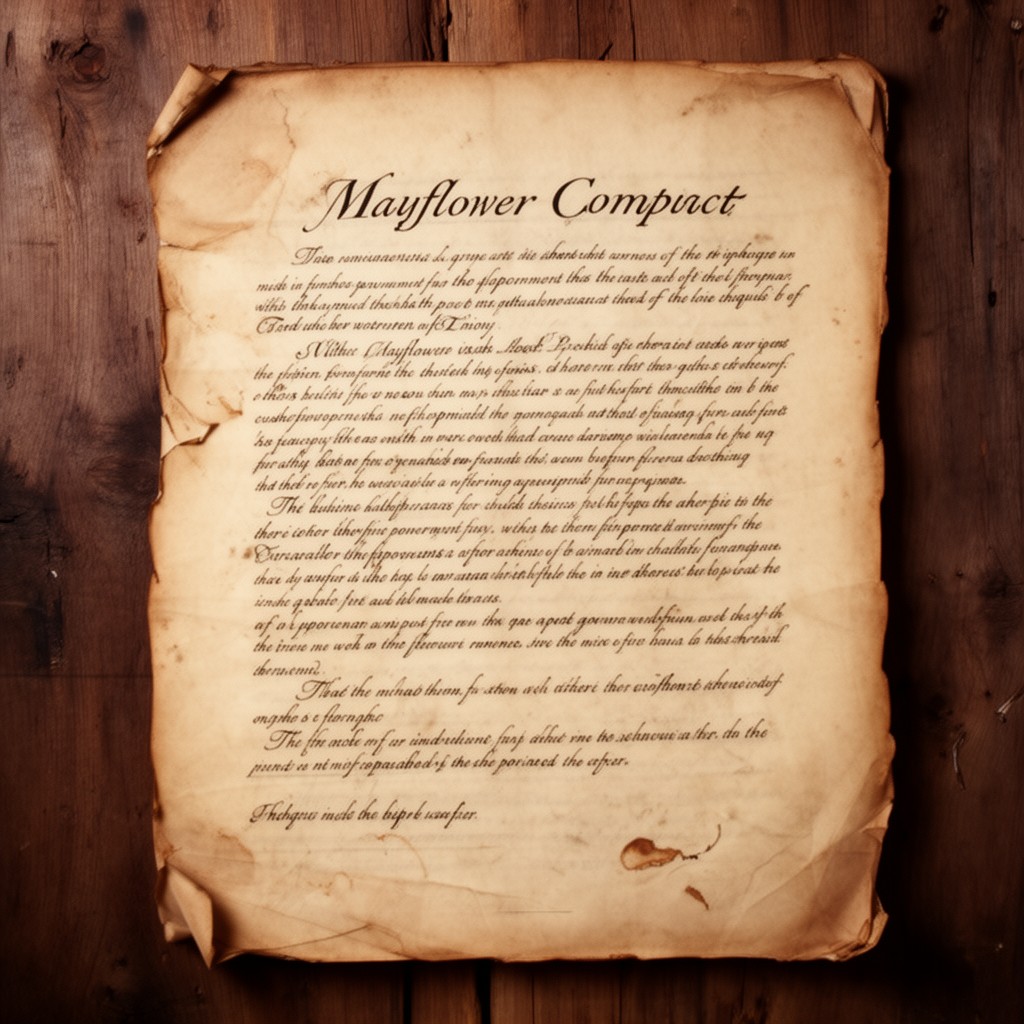 AI-generated illustration of Mayflower Compact