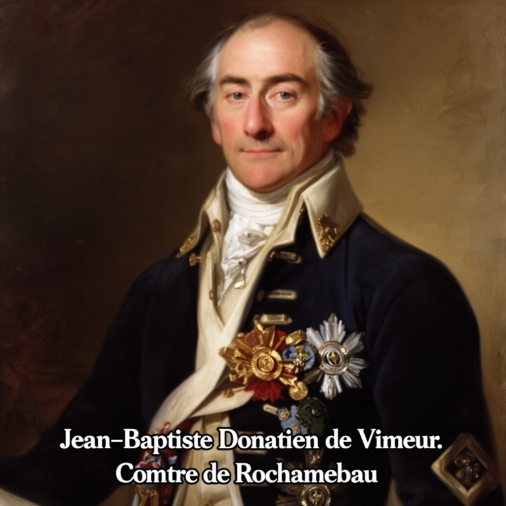 AI-generated illustration of Jean-Baptiste Donatien de Vimeur, comte de Rochambeau