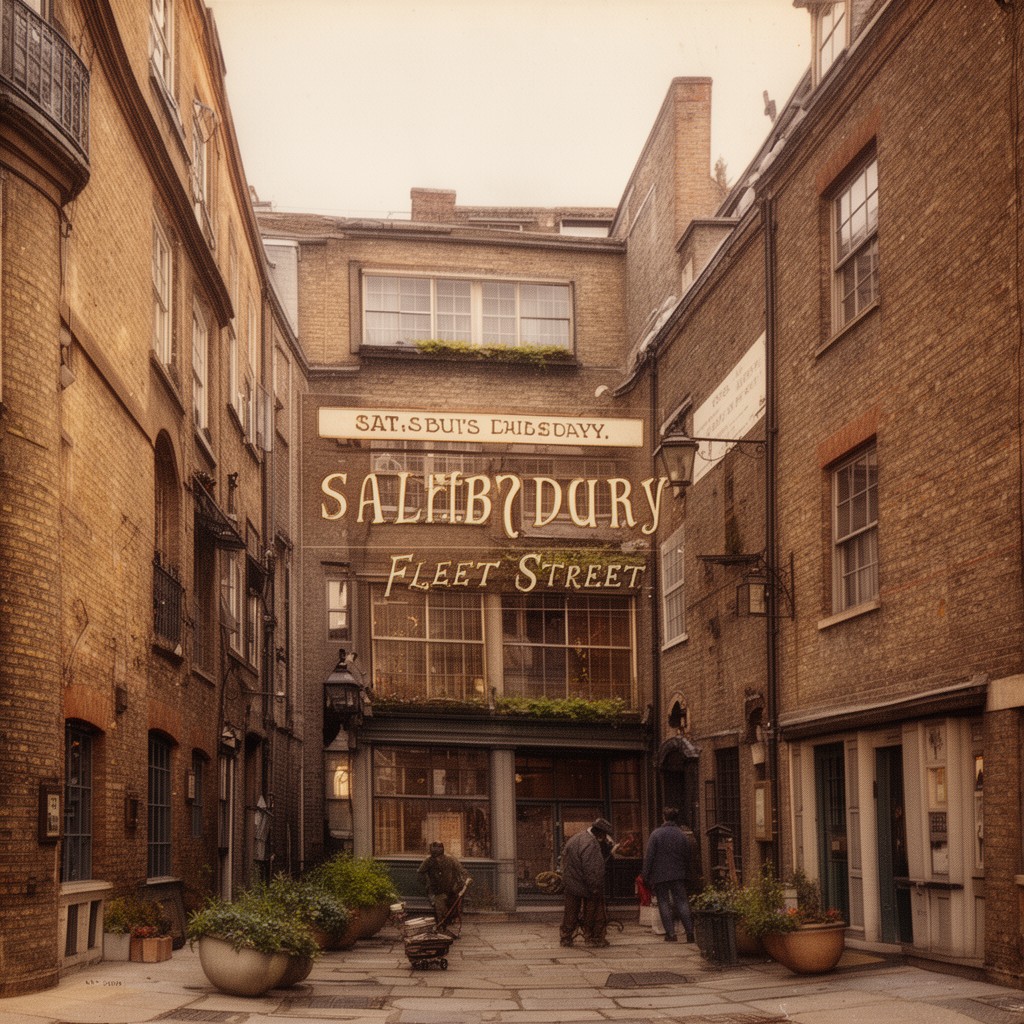 AI-generated illustration of Salisbury Court, Fleet Street, London