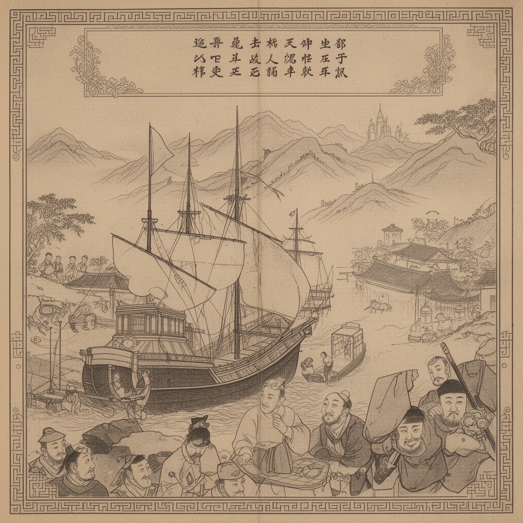 AI-generated illustration of Ming and Qing Chinese maritime trade restrictions
