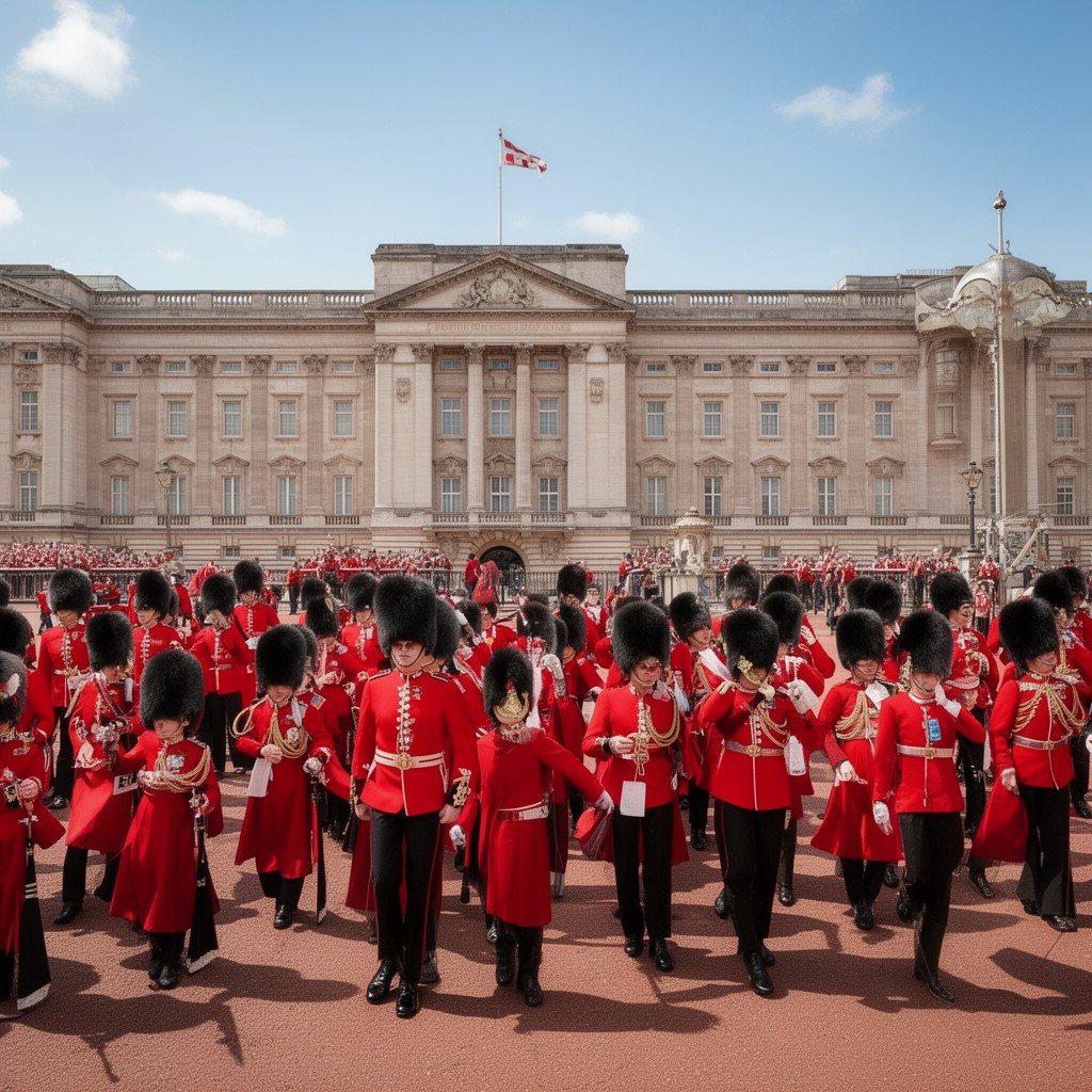 AI-generated illustration of Changing of the Guard at Buckingham Palace