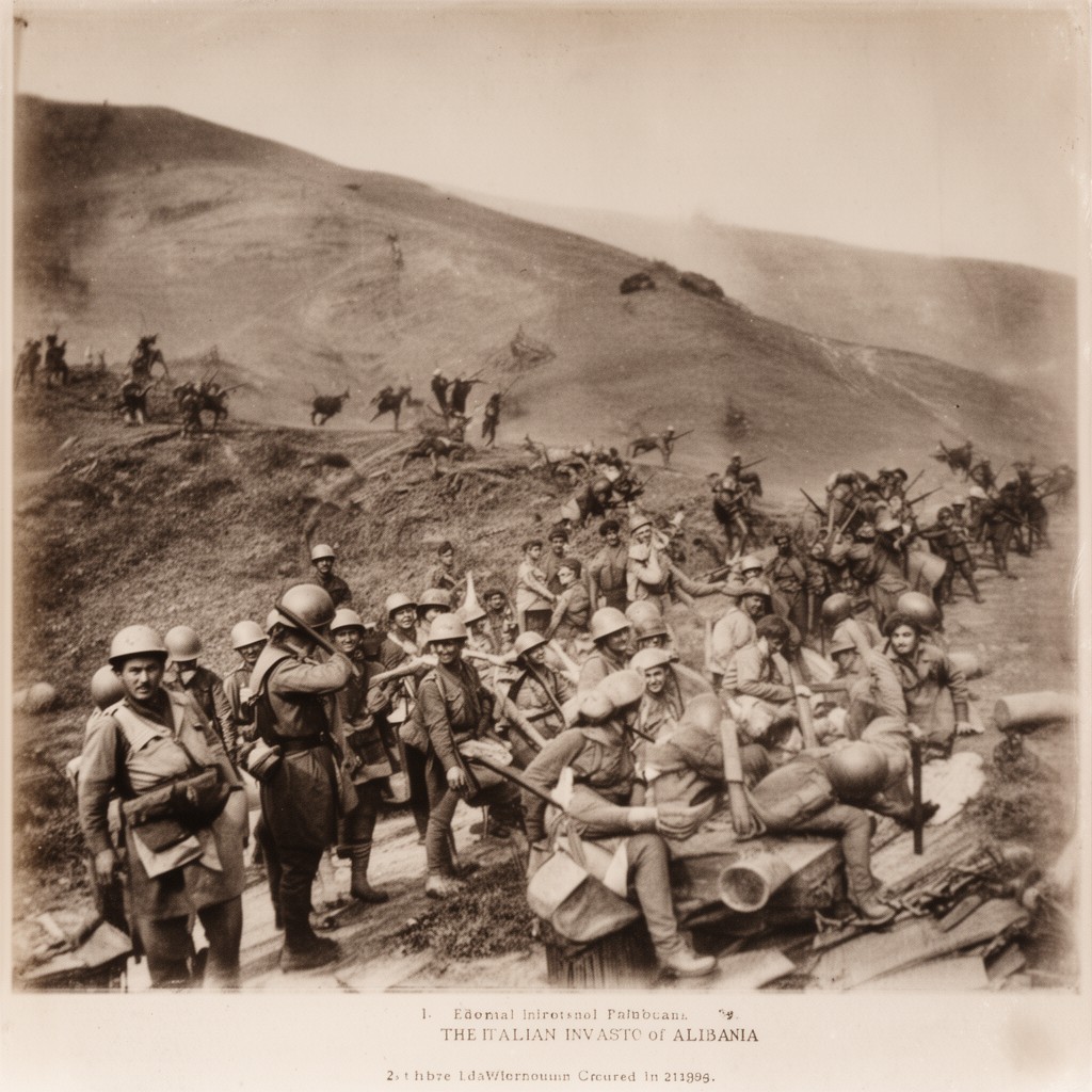 AI-generated illustration of Italian invasion of Albania