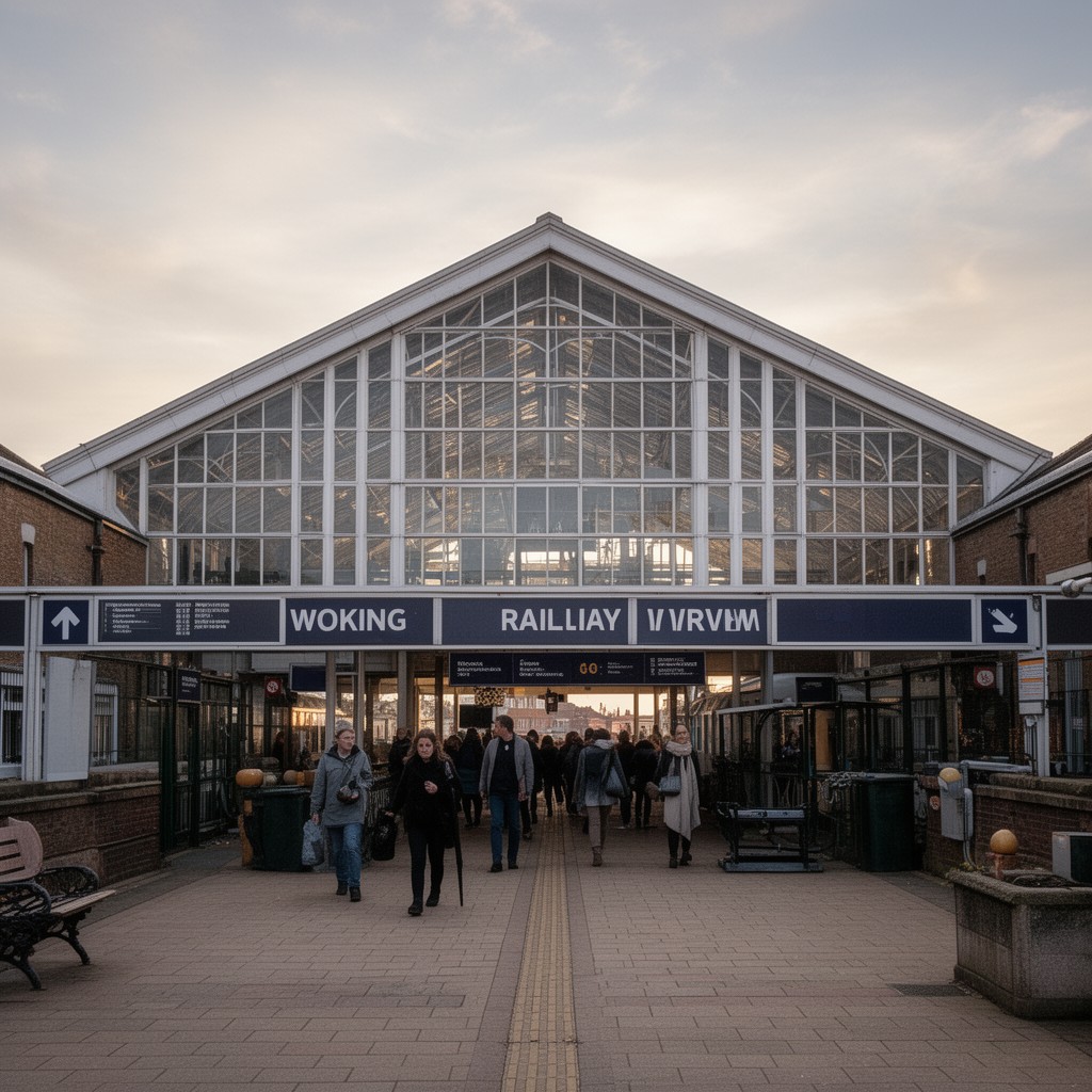 AI-generated illustration of Woking railway station