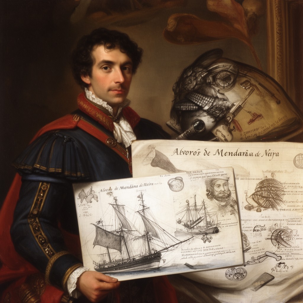 AI-generated illustration of Álvaro de Mendaña de Neira
