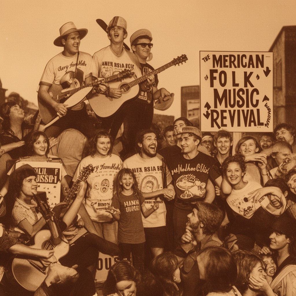 AI-generated illustration of American folk music revival