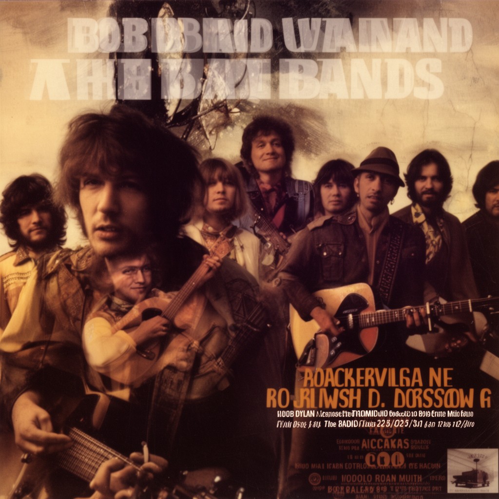 AI-generated illustration of Bob Dylan and The Band