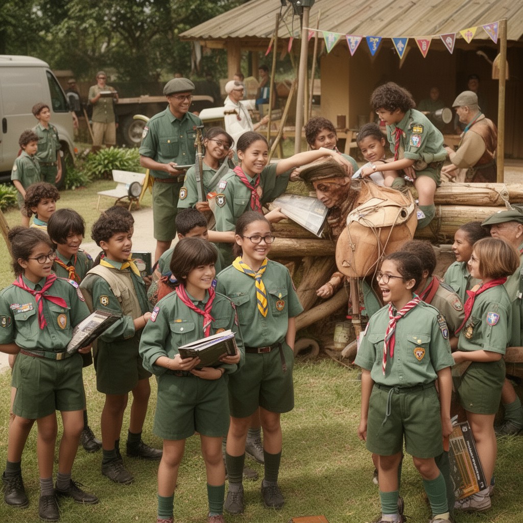 AI-generated illustration of Scouts and Guides