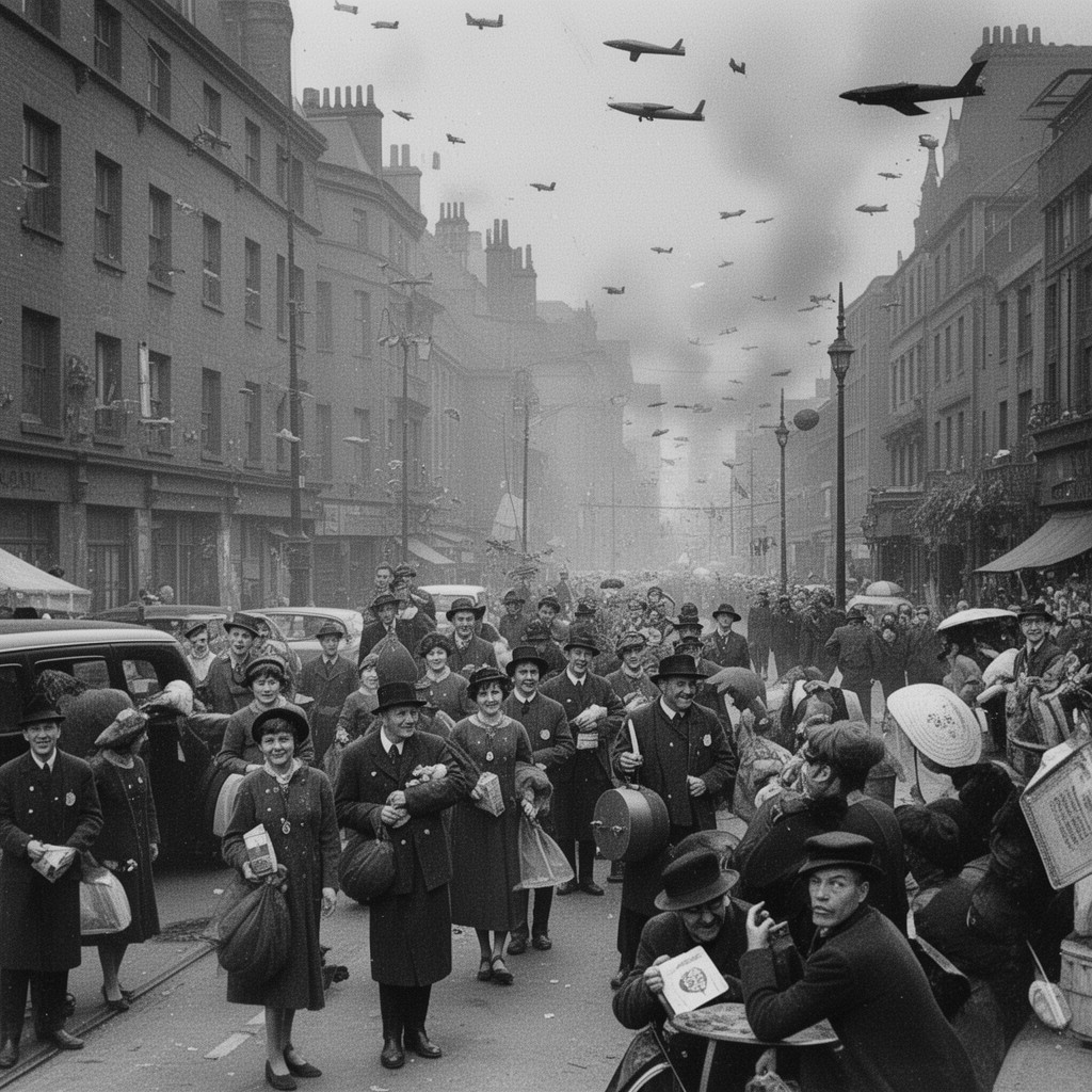 AI-generated illustration of British home front during World War II