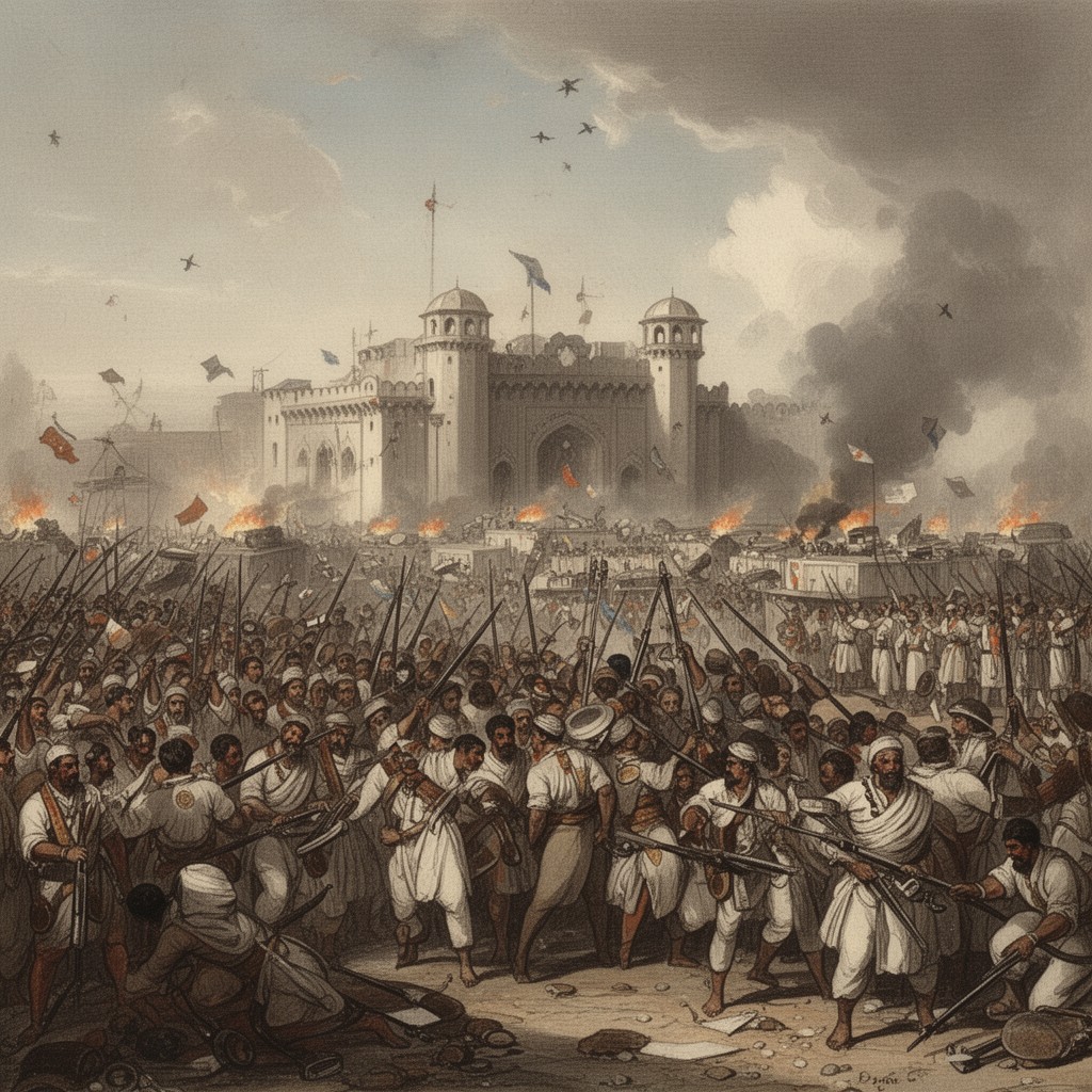 AI-generated illustration of Siege of Delhi