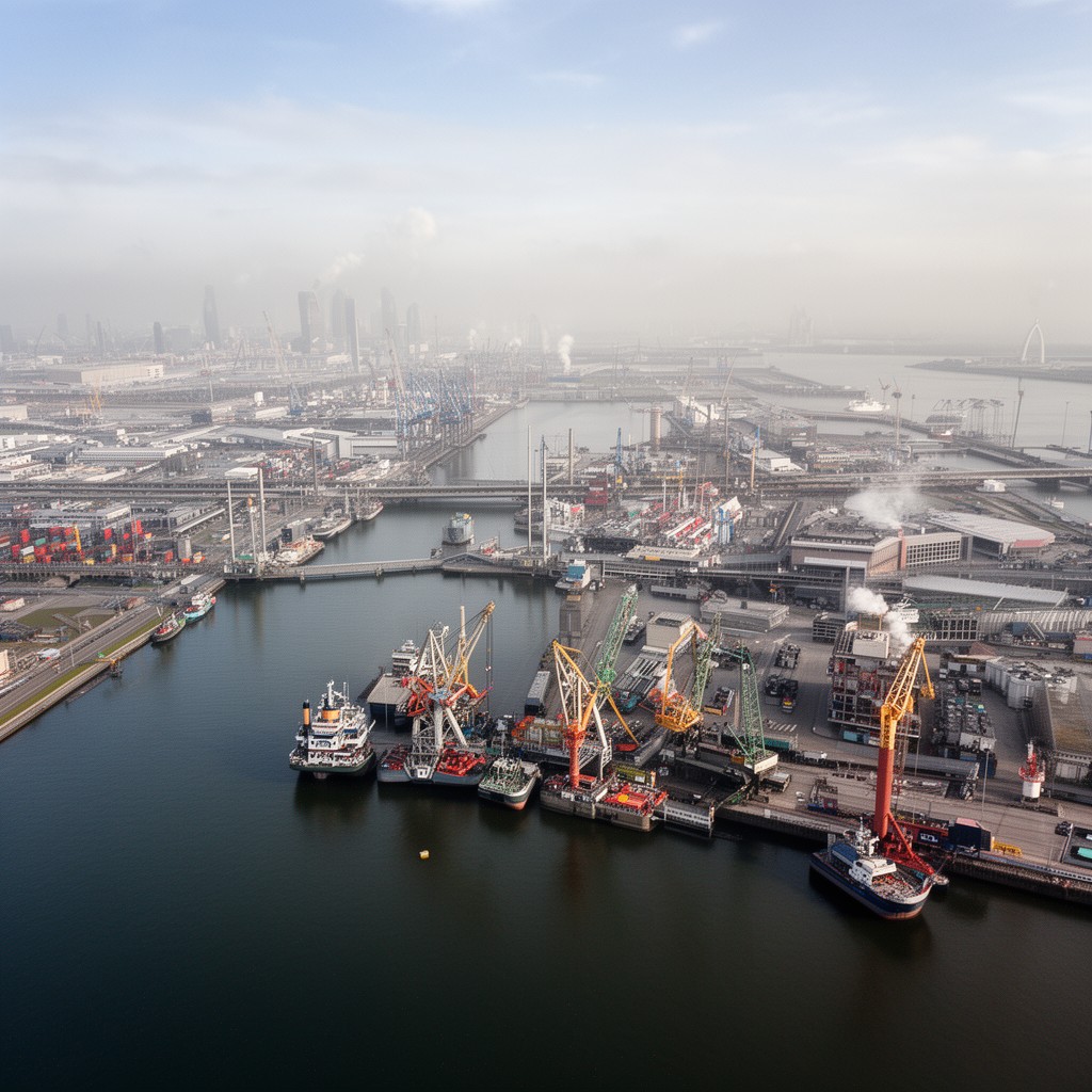 AI-generated illustration of Nieuwe Waterweg
