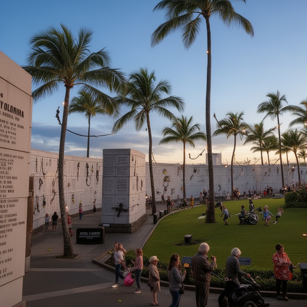 AI-generated illustration of USS Oklahoma Memorial at Pearl Harbor