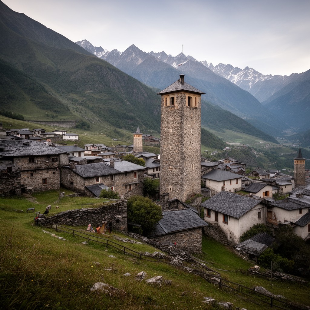 AI-generated illustration of Svaneti
