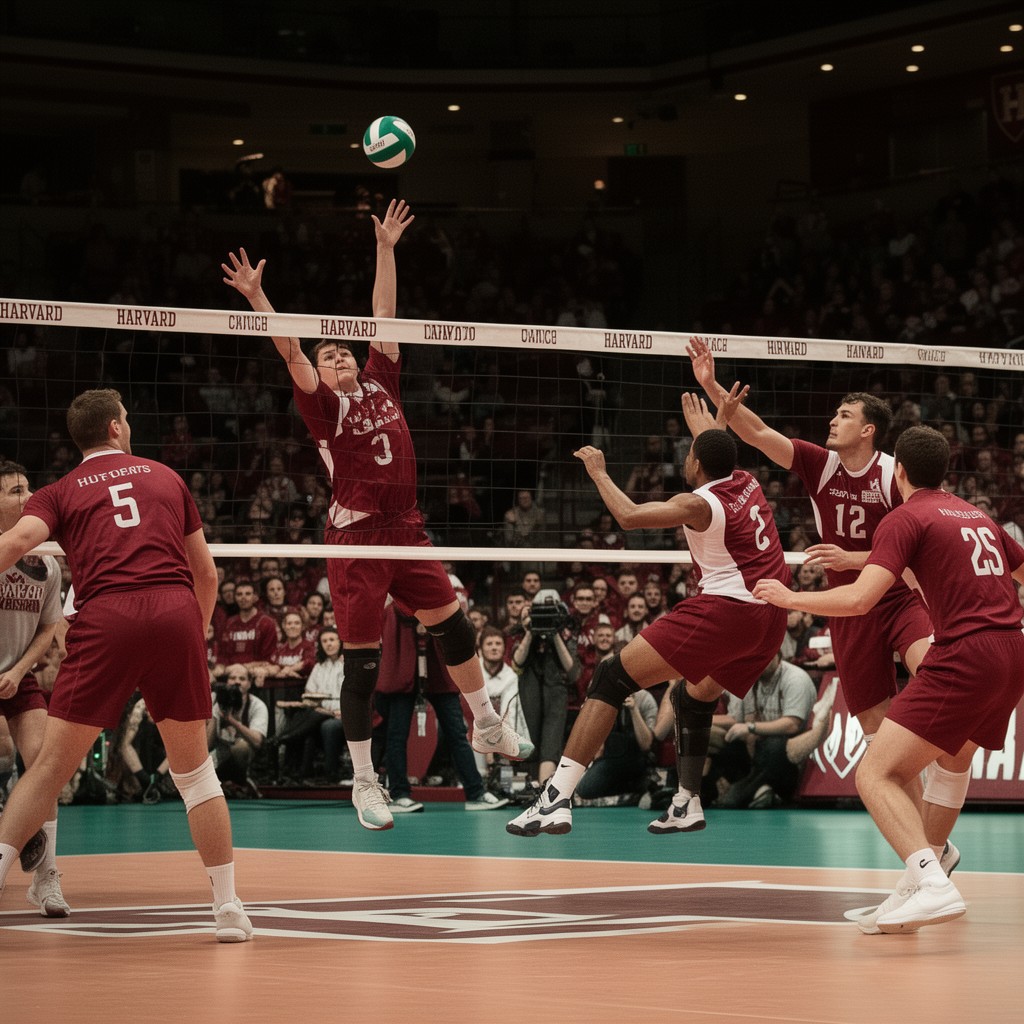 AI-generated illustration of Harvard Crimson men’s volleyball