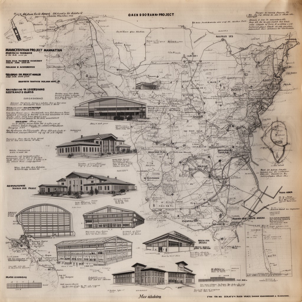 AI-generated illustration of Manhattan Project sites