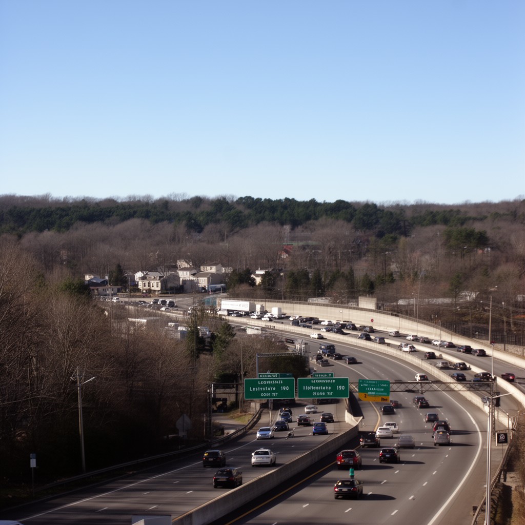 AI-generated illustration of Interstate 190 in Leominster, Massachusetts
