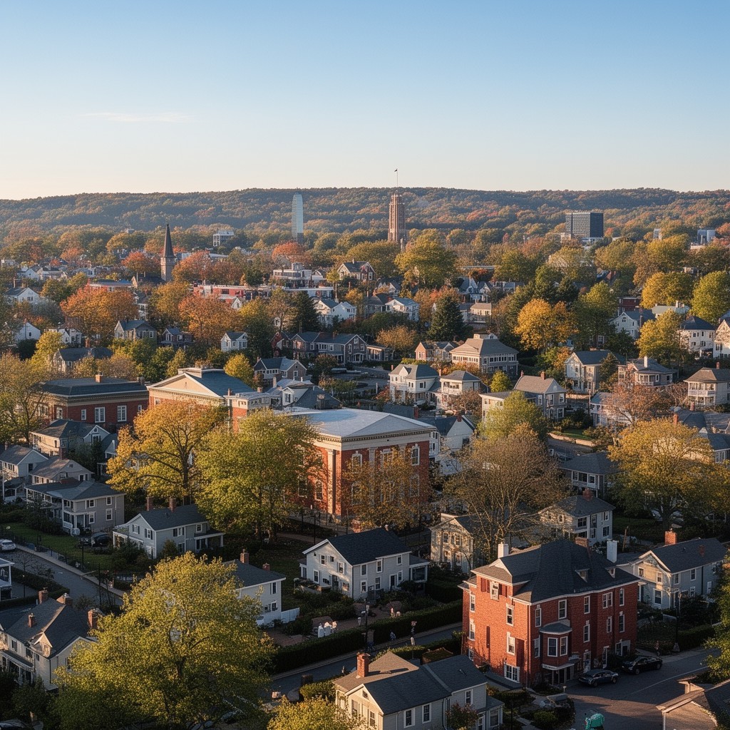 AI-generated illustration of Arlington, Massachusetts