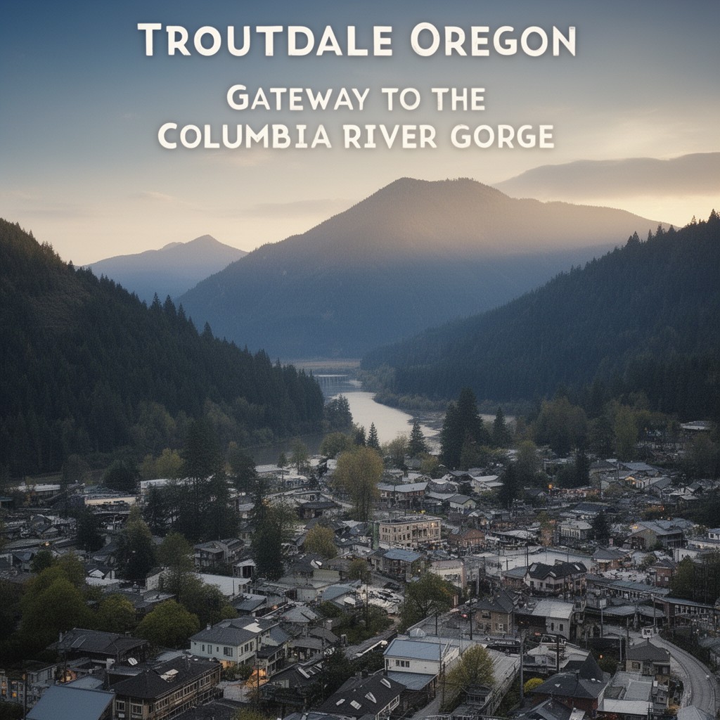 AI-generated illustration of Troutdale, Oregon