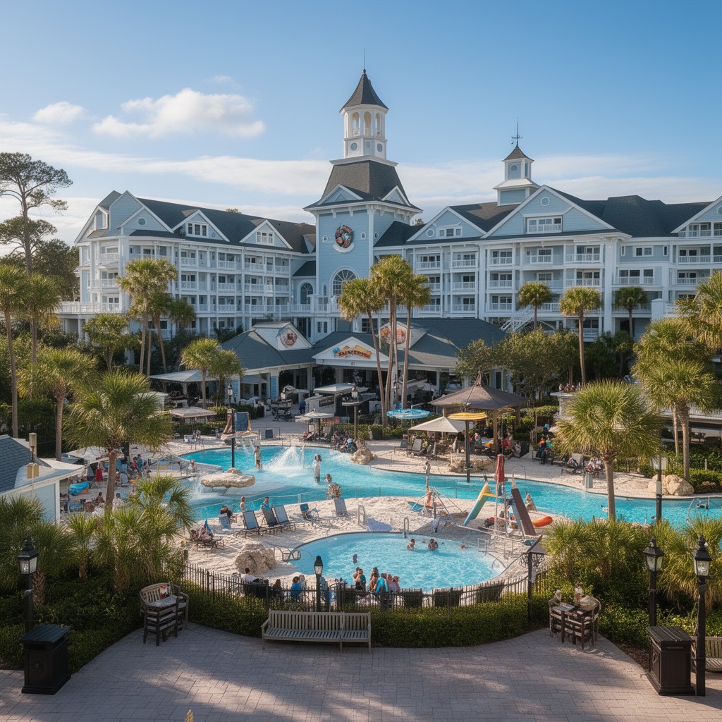 AI-generated illustration of Disney's Beach Club Resort