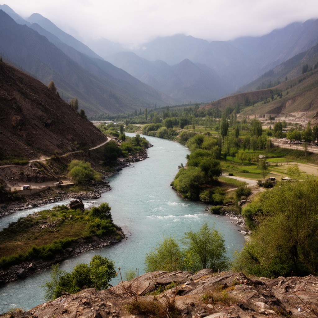 AI-generated illustration of Sutlej River