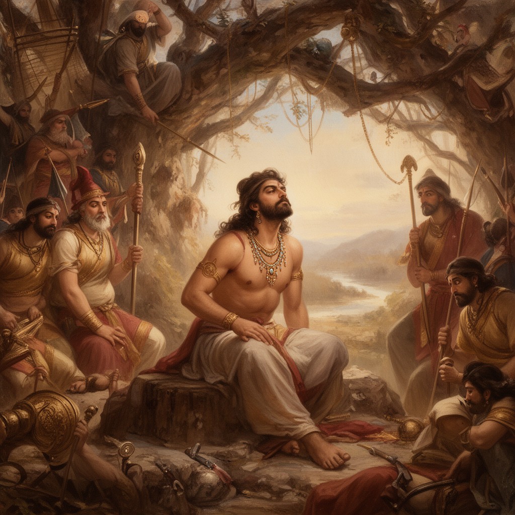 AI-generated illustration of Arjuna Vishada Yoga