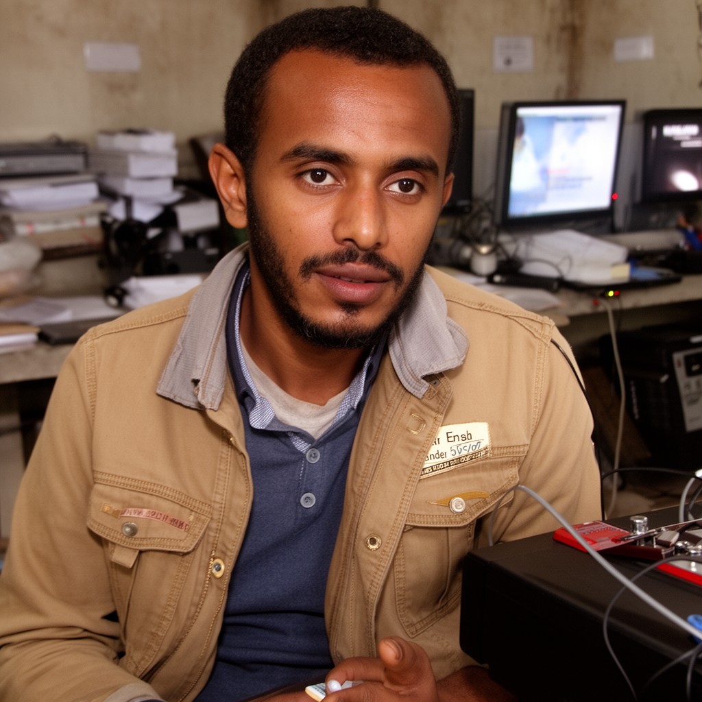 AI-generated illustration of Ethiopian journalist Eskinder Nega