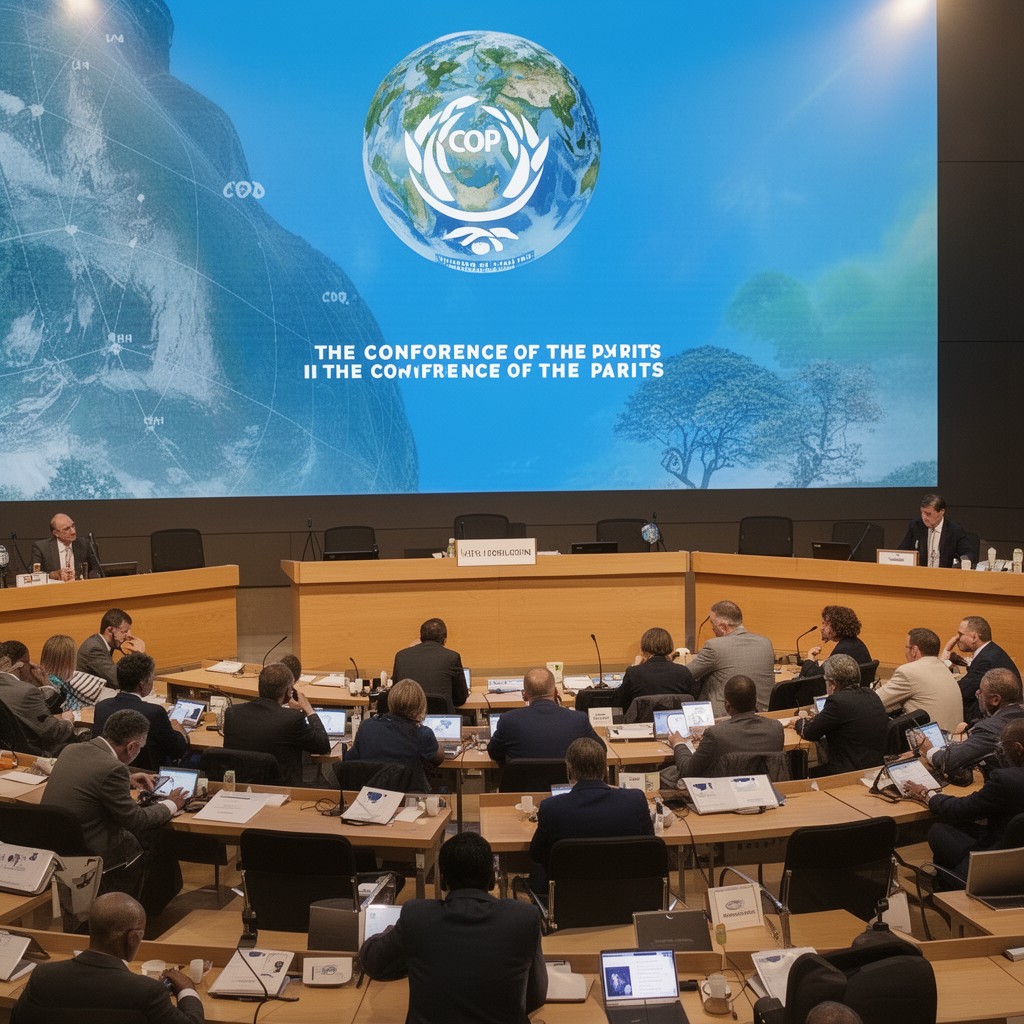 AI-generated illustration of Conference of the Parties (COP) climate negotiations