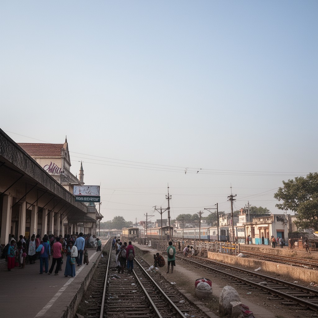 AI-generated illustration of Porbandar railway station