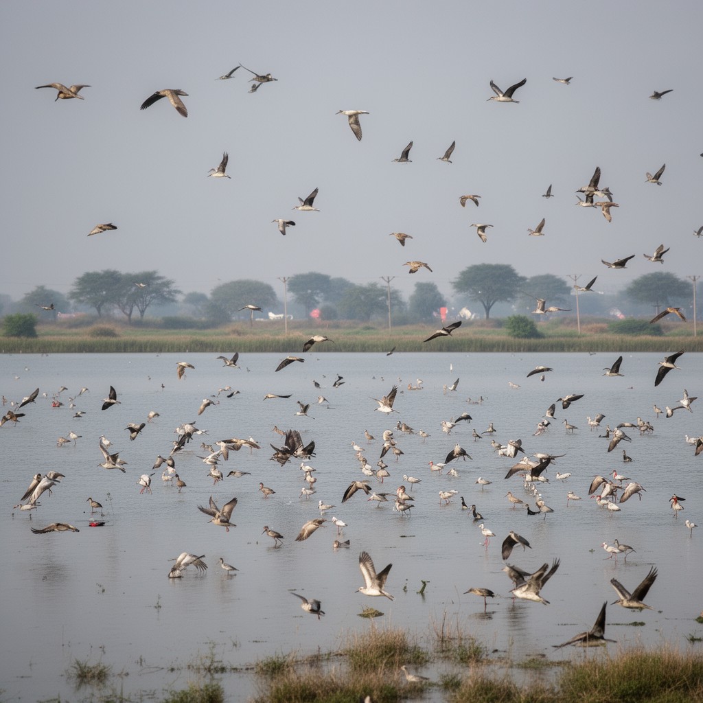 AI-generated illustration of Porbandar Bird Sanctuary