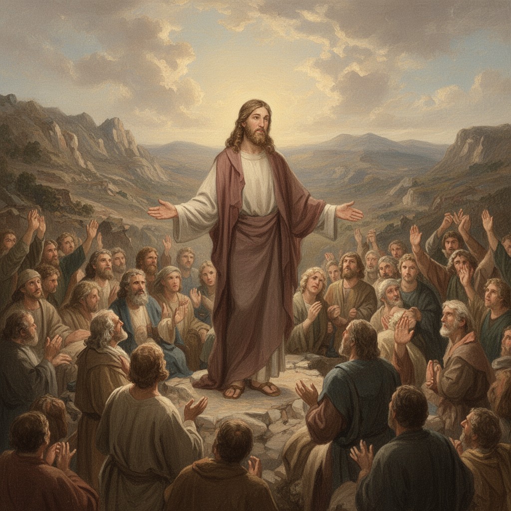 AI-generated illustration of Sermon on the Mount