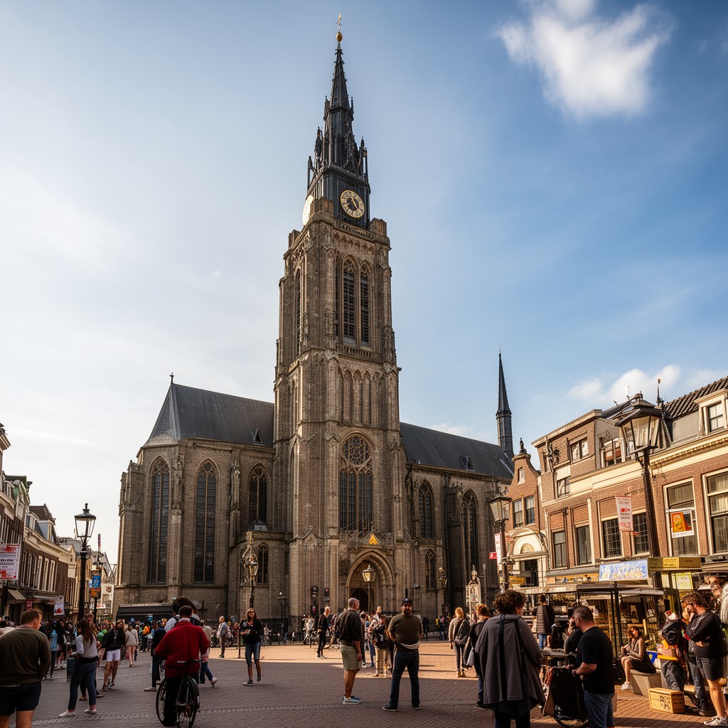 AI-generated illustration of Oude Kerk, Delft