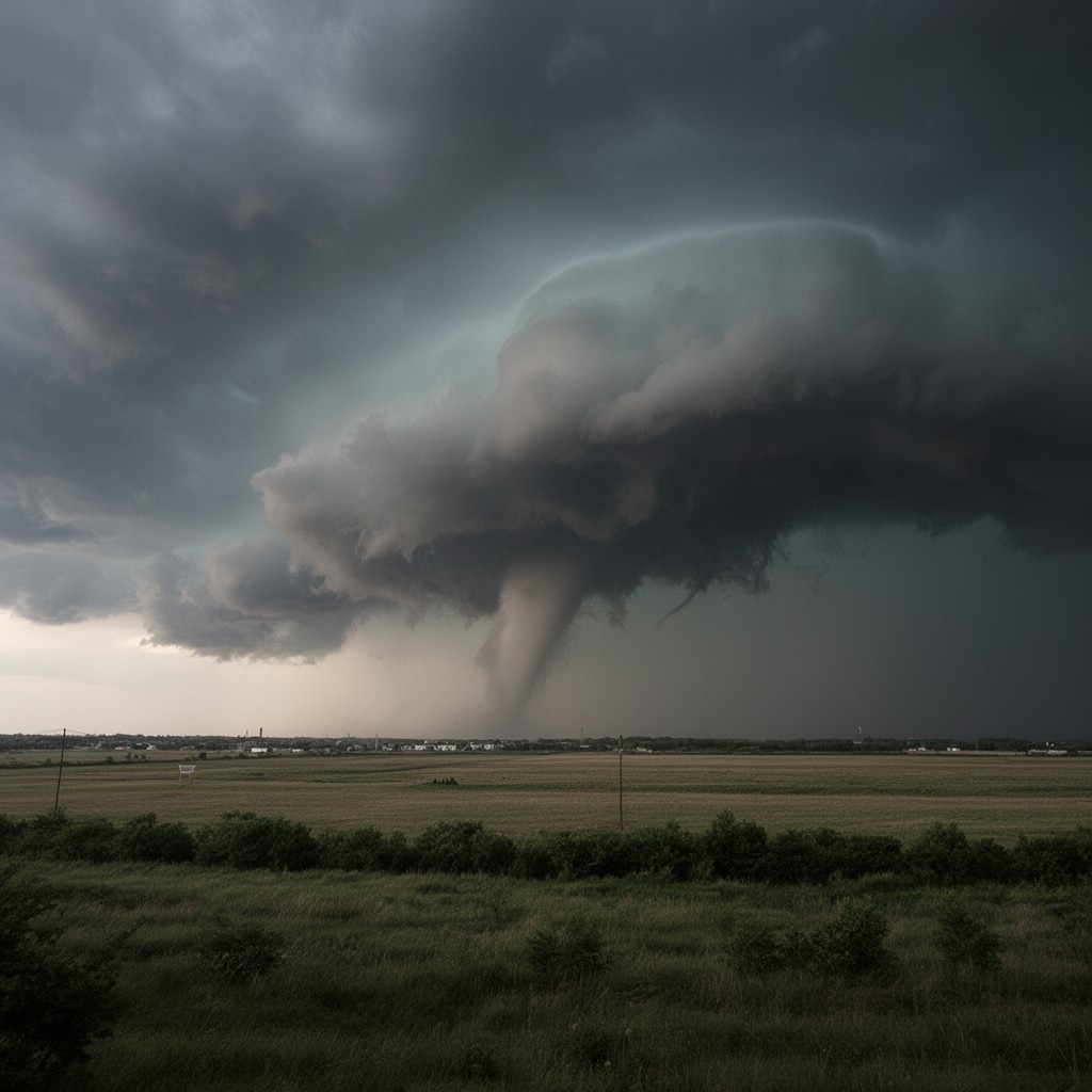 AI-generated illustration of Tornado Alley (southern and central parts)