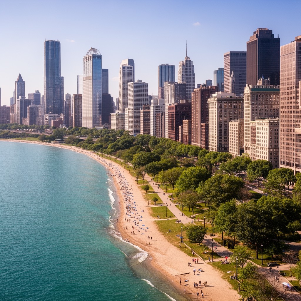 AI-generated illustration of Chicago Lakefront