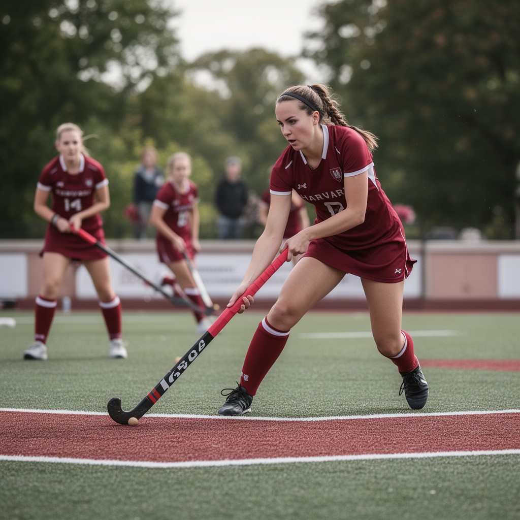 AI-generated illustration of Harvard Crimson field hockey