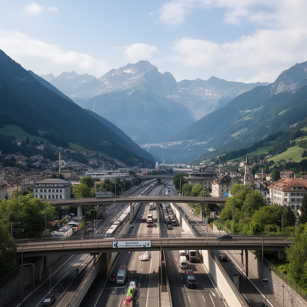AI-generated illustration of France–Switzerland border