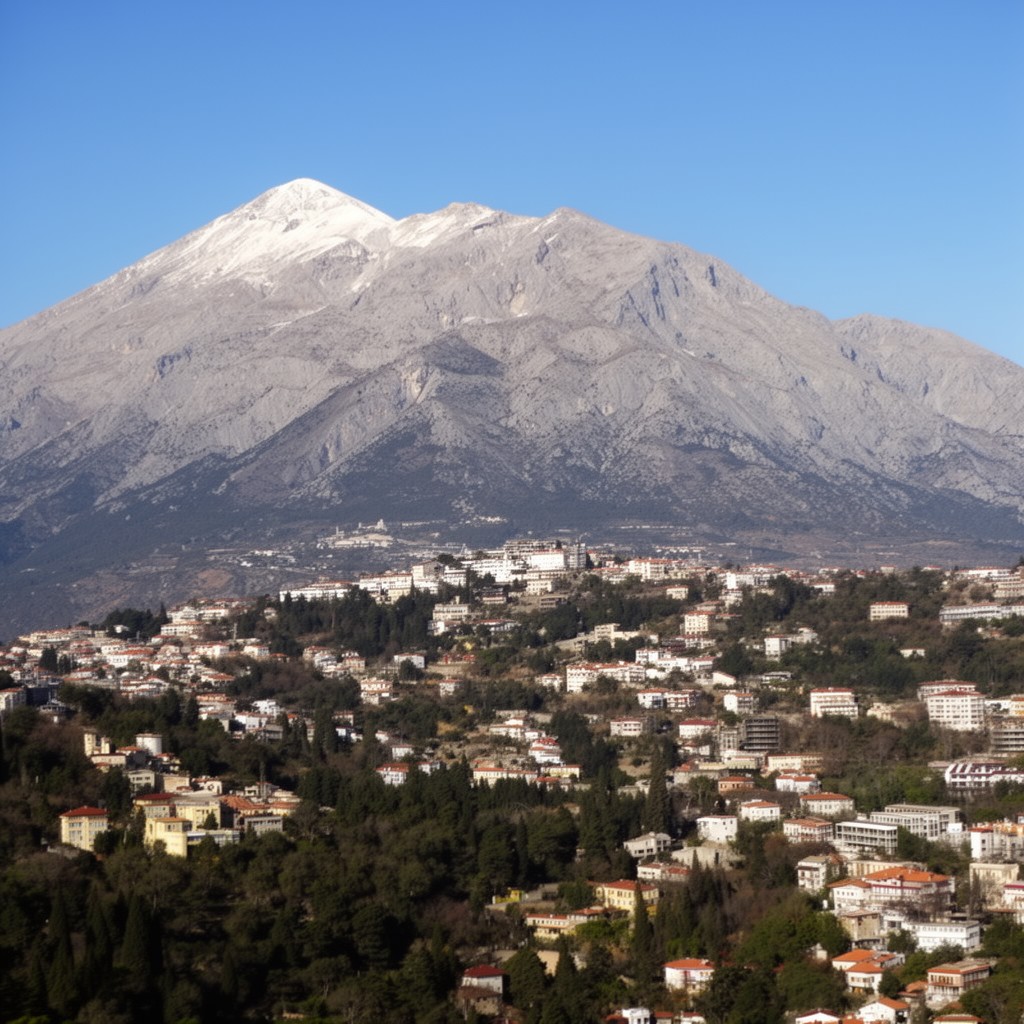AI-generated illustration of Mount Olympus