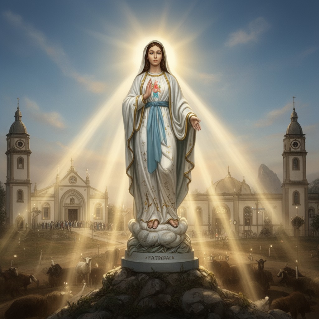 AI-generated illustration of Marian apparitions at Fatima
