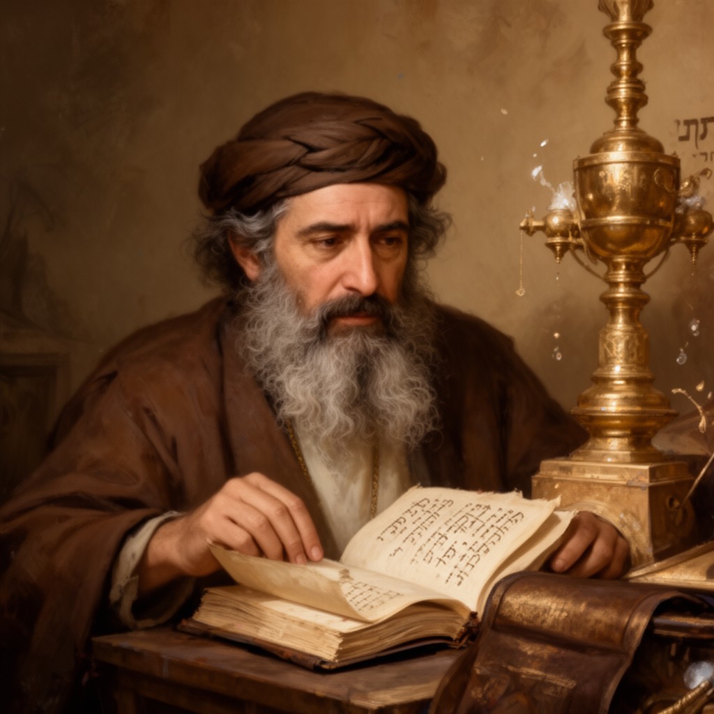 AI-generated illustration of Shimon bar Yochai (traditional attribution of Zohar)