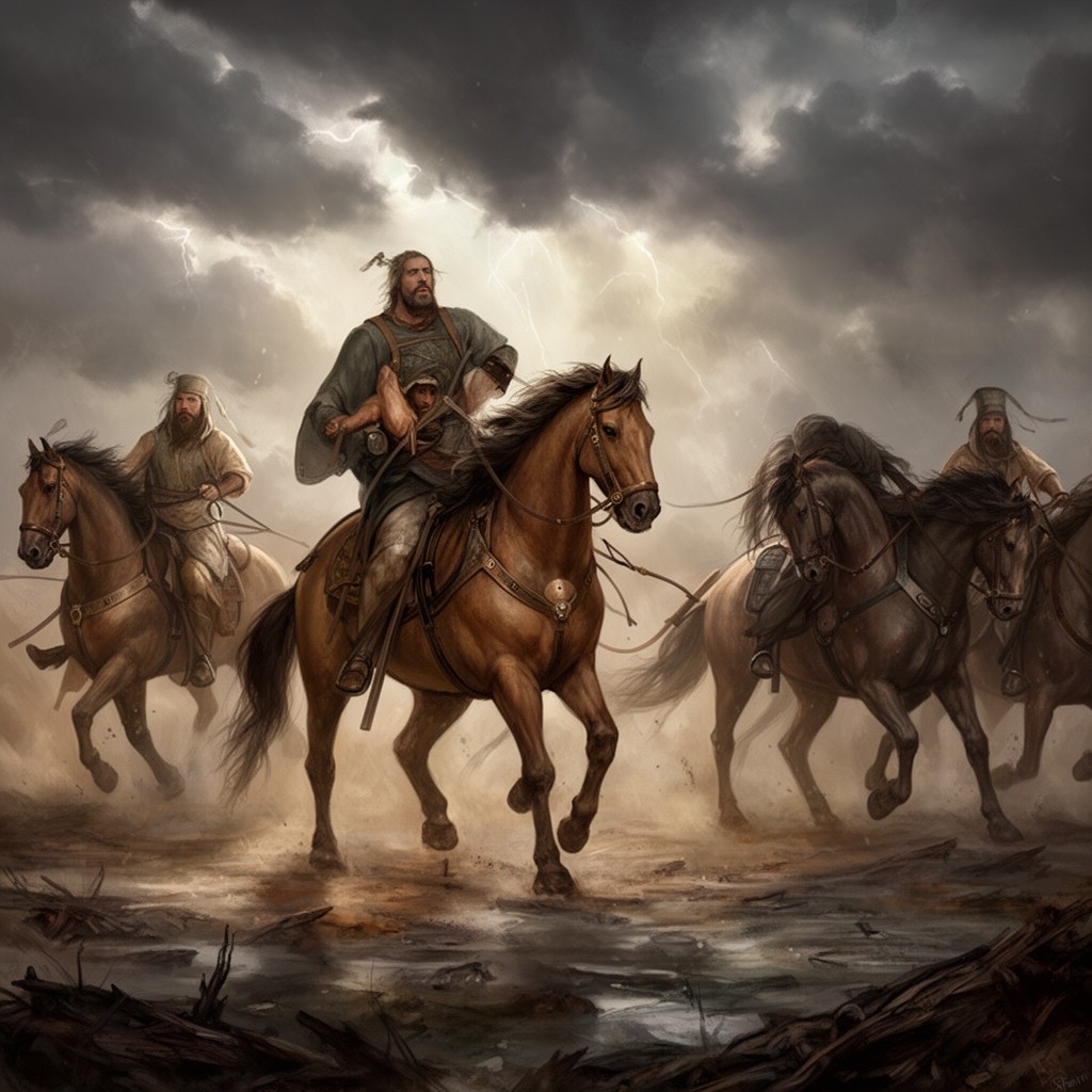 AI-generated illustration of the Four Horsemen of the Apocalypse