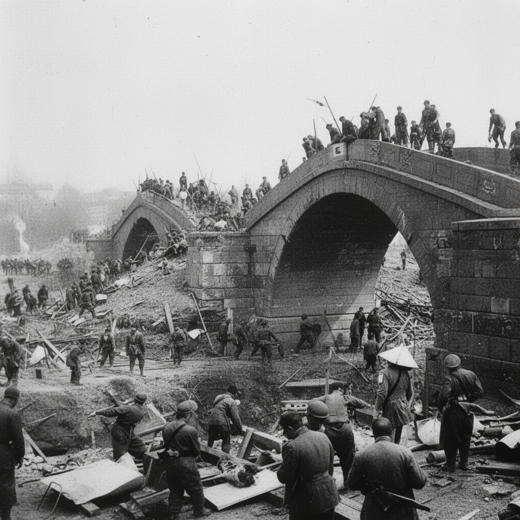 AI-generated illustration of Marco Polo Bridge Incident